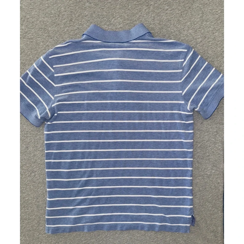 Brooks Brothers Mens Slim Fit Striped Polo Shirt Blue Preppy SEE NOTES ON SIZING